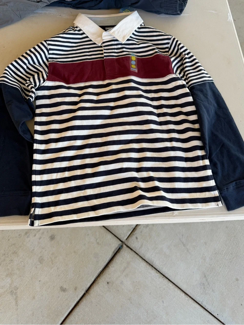 NWT Gymboree Navy, White & Burgundy Striped Rugby Polo